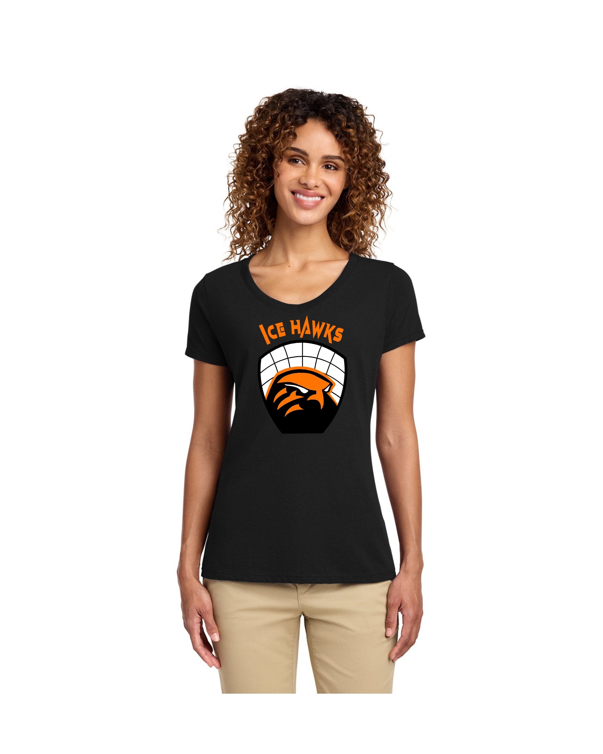 Ice Hawks Port & Co™ Women's Fan Favorite™ V-Neck Tee